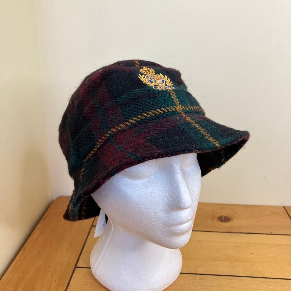 Polo Ralph Lauren Plaid Bucket Hat with Embroidered Crest Alpaca Wool Blend - Picture 3 of 10